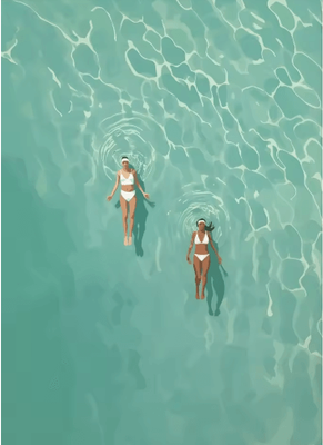 Inspire Picks Summer Girl Pool Party Beach Canvas Wall Art Nordic Ocean Inspired Home Decor h 30x40cm Frame