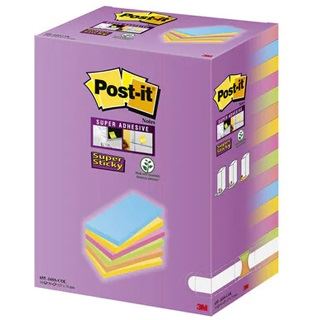 Post-it Super Sticky Notes Carnival Haftnotizen extrastark farbsortiert, 16 Blöcke 127 x 76 mm