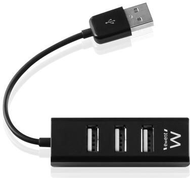Hub USB 4 Puertos 480Mbit/s (Negro) - EWENT
