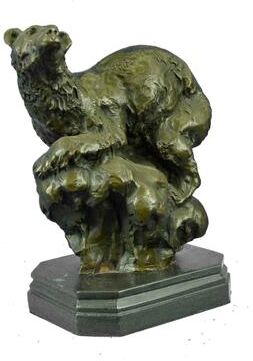 Bronzhaus Polar Bear Bronze Sculpture Marble Statue Figurine Figure Lost Wax Method
