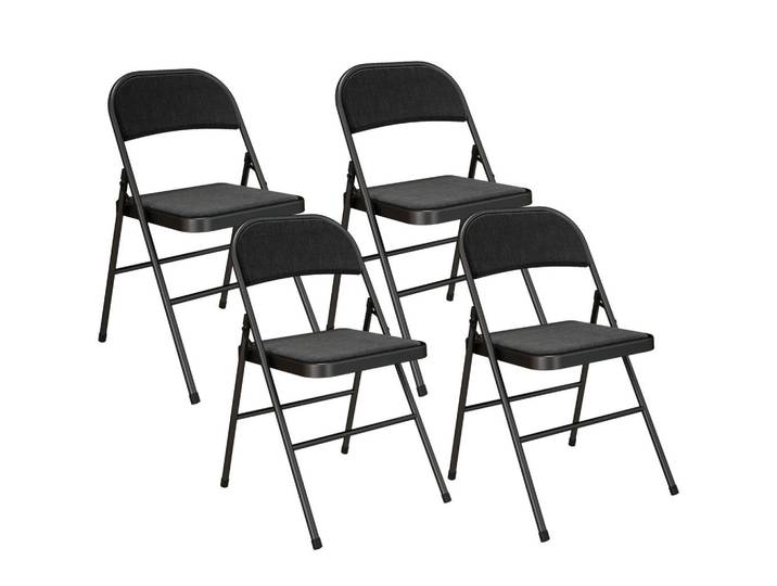 Homcom Klappstuhl 4er Set Polyester Stahl Schwarz, Kunststoff, 45x78x46 cm, Esszimmer, Stuhl, Klappstühle