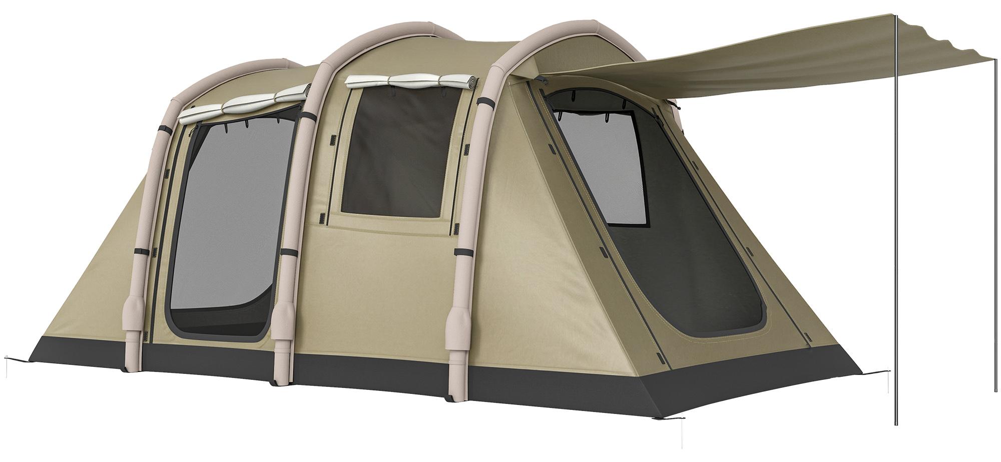 Aufblasbares Zelt 2-4 Personen Schneller Aufbau Outdoor Zelt für Camping mit Luftpumpe Mesh Fenster Heringen Vordach