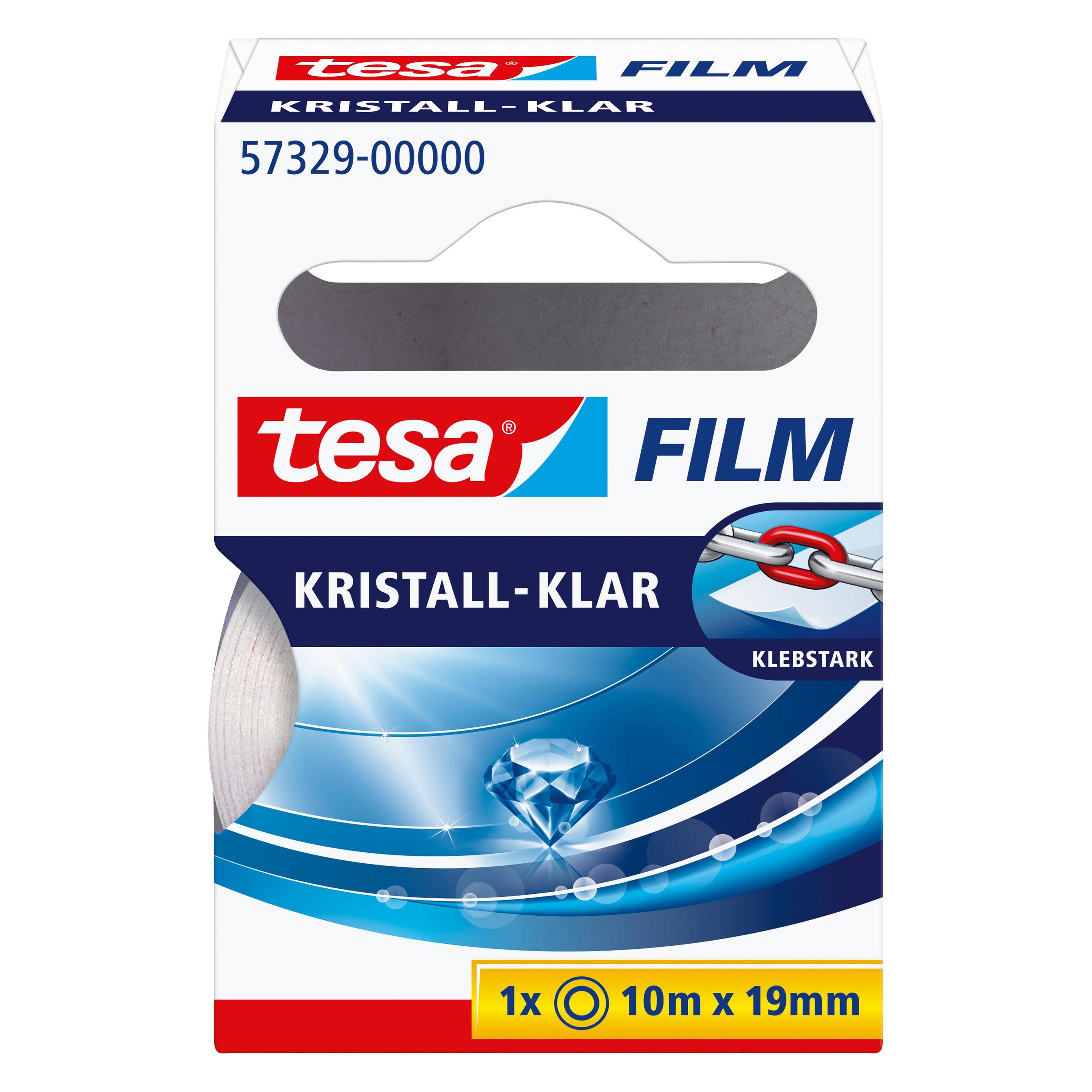 tesa 1x tesafilm KRISTALL-KLAR, hochtransparent, alterungsbeständig, mit starker Haftung (19 mm) (57329-00000-03)
