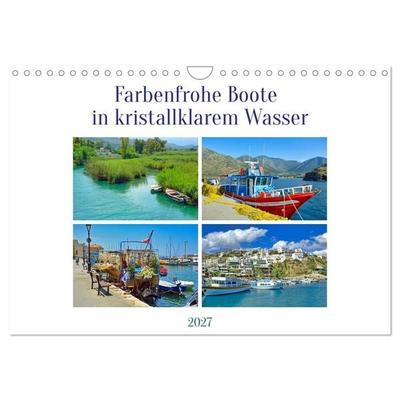 Farbenfrohe Boote in kristallklarem Wasser (Wandkalender 2027 DIN A4 quer), CALVENDO Monatskalender