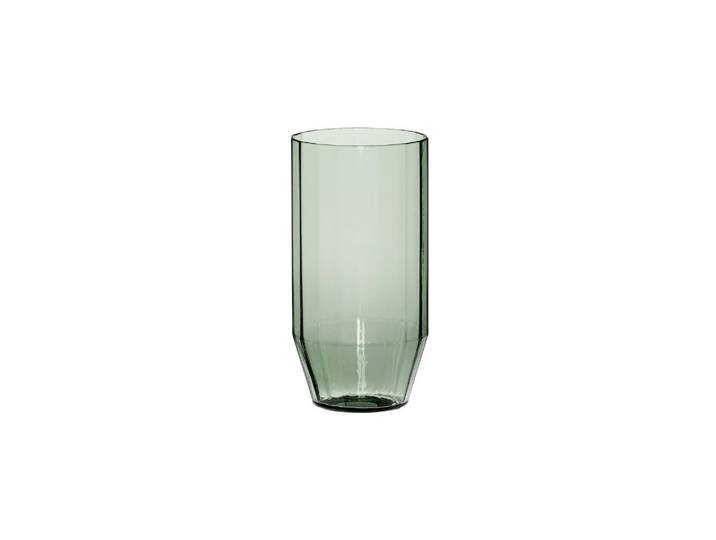 Verre à eau en verre vert, soufflé à la main, base conique, uni -