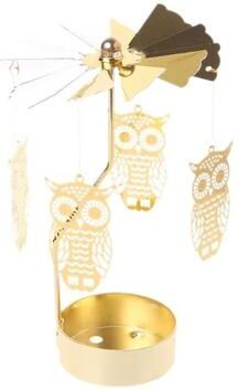 Uplifted Finds Rotating Metal Carousel Candle Holder Heat Powered Spinning Candle Tray For Holidays & Dinner Decor owl