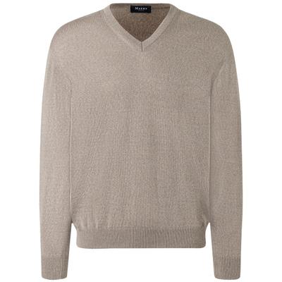 Strickpullover MAERZ MUENCHEN "Maerz Muenchen 490400 Strickpullover Herren Bekleidung", Herren, Gr. 54, beige, 100% Wolle, V-Ausschnitt, Pullover Strickpullover