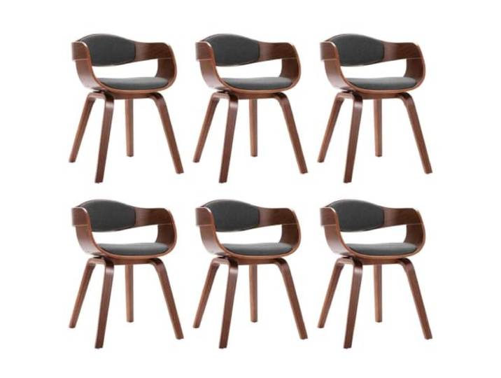 HKLGBVCR Essstühle, gebogenes Holz und grauer Stoff, 6 Stück Gepolsterte Sitzfläche, weicher Stoff, ergonomisches Design, Mahlzeiten, Lesen, Entspannung, 110 kg pro Sitz