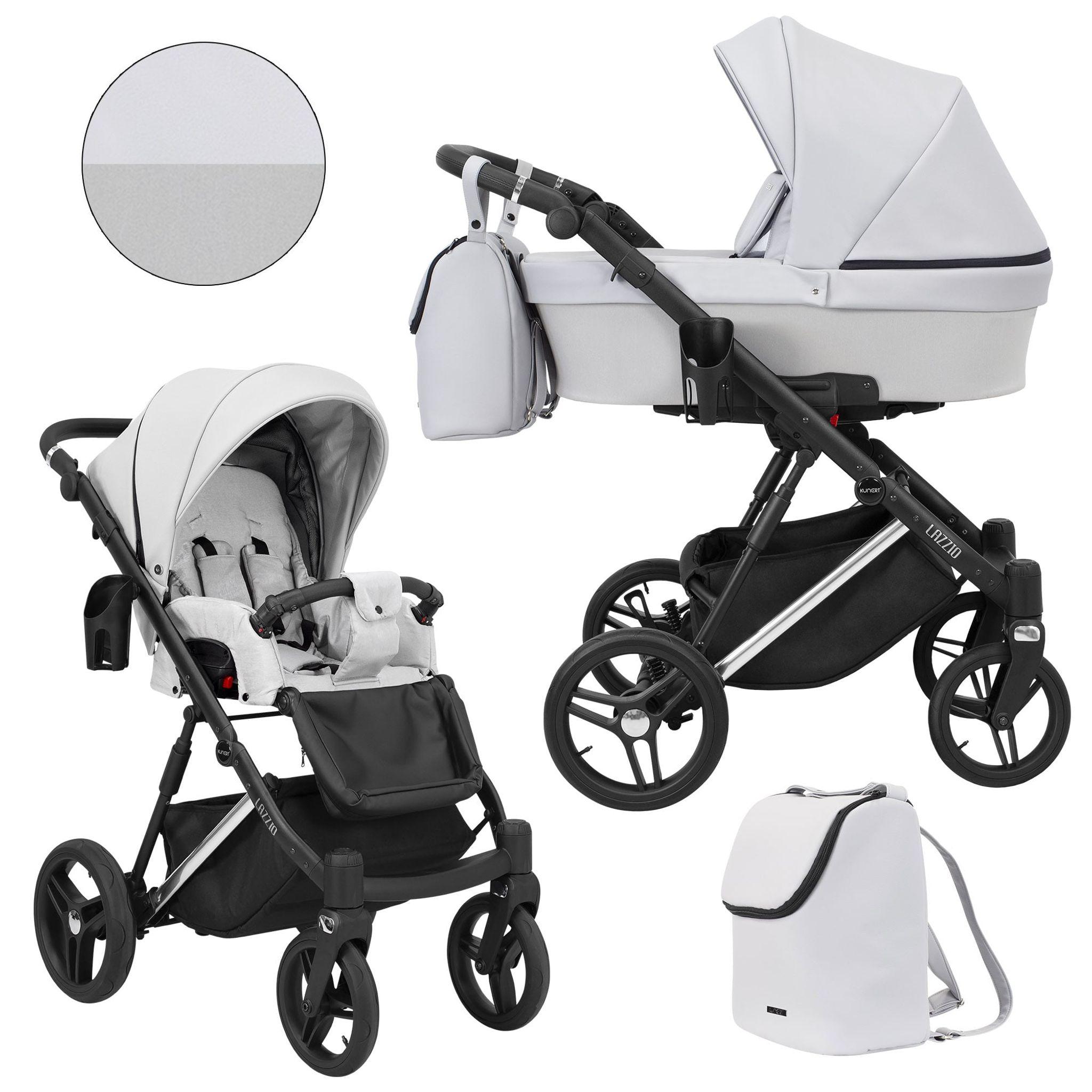 Kinderwagen Kunert Lazzio Premium 2in1 - Silberner Rahmen - Farbe: Aschgrau Eco