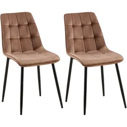 CLP 2er Set Esszimmerstuhl Gifford Samt   Farbe: braun, Material: Samt