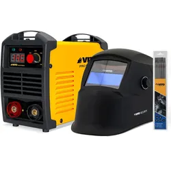 Inverter-Schweißgerät 140 Ampere + LCD-Glühbirne 9/13 + 12er-Set Stahlelektroden Ø 2.5mm VITO