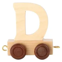 Bino, Holzbuchstaben + Stoffbuchstaben, Zuganhänger D, braune Räder