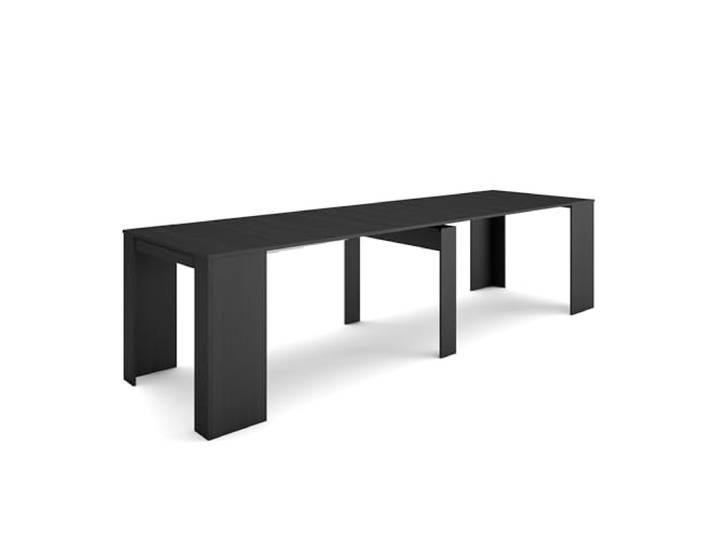 Skraut Home Table Console Extensible Console Meuble 300 pour 14 Personnes Table à Manger Style Moderne Noir