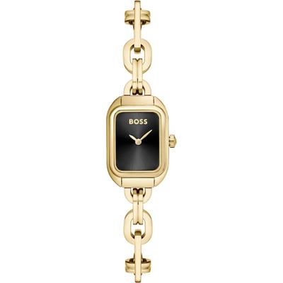 Quarzuhr BOSS "HAILEY", gold (goldfarben, schwarz, schwarz), Armbanduhren, Damen, goldfarben, Quarzuhr, Damenuhr, Armbanduhr, analog, Edelstahlarmband