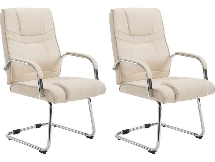 CLP 2er Set Freischwinger Attila Stoff mit Metallgestell creme