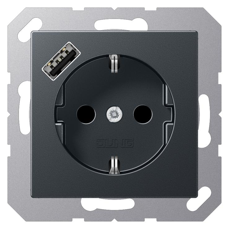 JUNG A1520-18AANM m.USB Typ A Steckdose SCHUKO (A1520-18AANM)