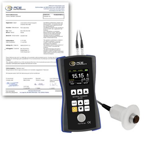 PCE Instruments Materialdickenmessgerät PCE-TG 300-HT5-ICA inkl. ISO-Zertifikat |1...600mm |Sensor 5MHz ⌀12mm |Bluetooth