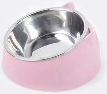 Uplift Essentials Raised Ergonomic Tilted Stainless Steel Pet Bowl pink