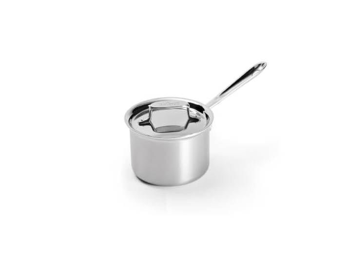 All-Clad SD55202 Stainless D5 Stielkasserolle 15 cm mit Deckel Mehrschicht-Kochgeschirr kompatibel mit allen Herdarten aus Edelstahl und Aluminium