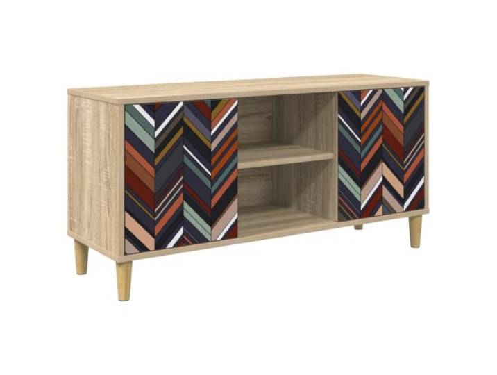 GHVBNMF TV-Schrank Sonoma 102x33x50cm Holzwerkstoff Lowboard Elegantes Lowboard mit dekorativem Muster und 2 Türen. Ideal als Fernsehtisch für Wohnzimmer und Schlafzimmer.