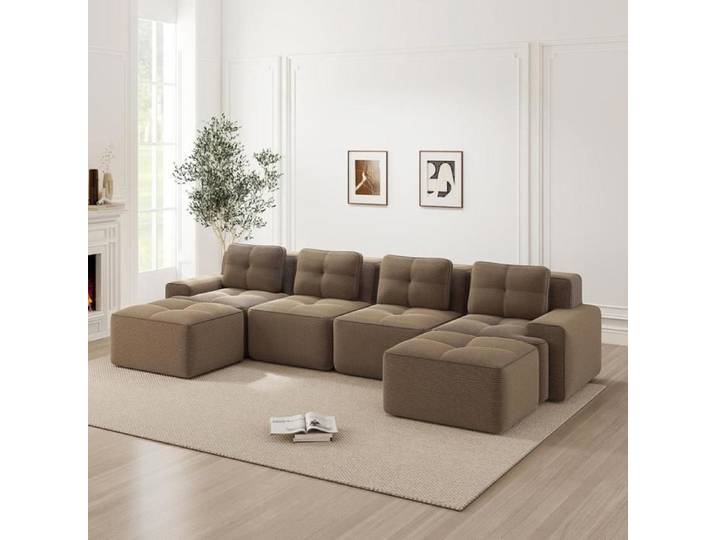 Canapé modulaire - KOMHTOM - Canapé modulaire en U - 4 places - Velours côtelé - 382x177x69 cm