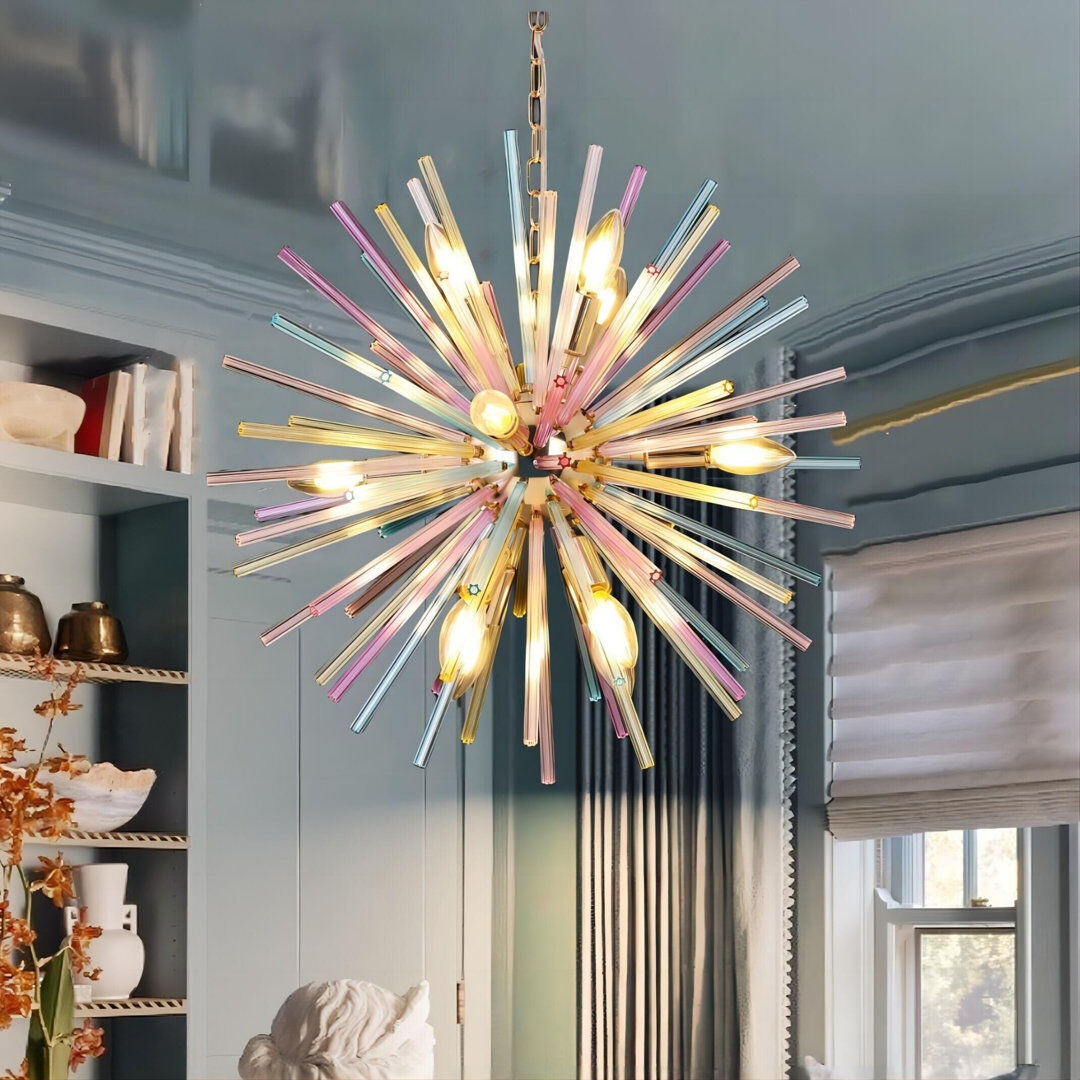 Etta Avenue Dandelion 12 - Light Gold Sputnik Sphere Starburst Colorful Chandelier Rainbow Firework Pendant Lamp Pink/Blue/Rose Gold 56cm H X 56cm W X 56cm D