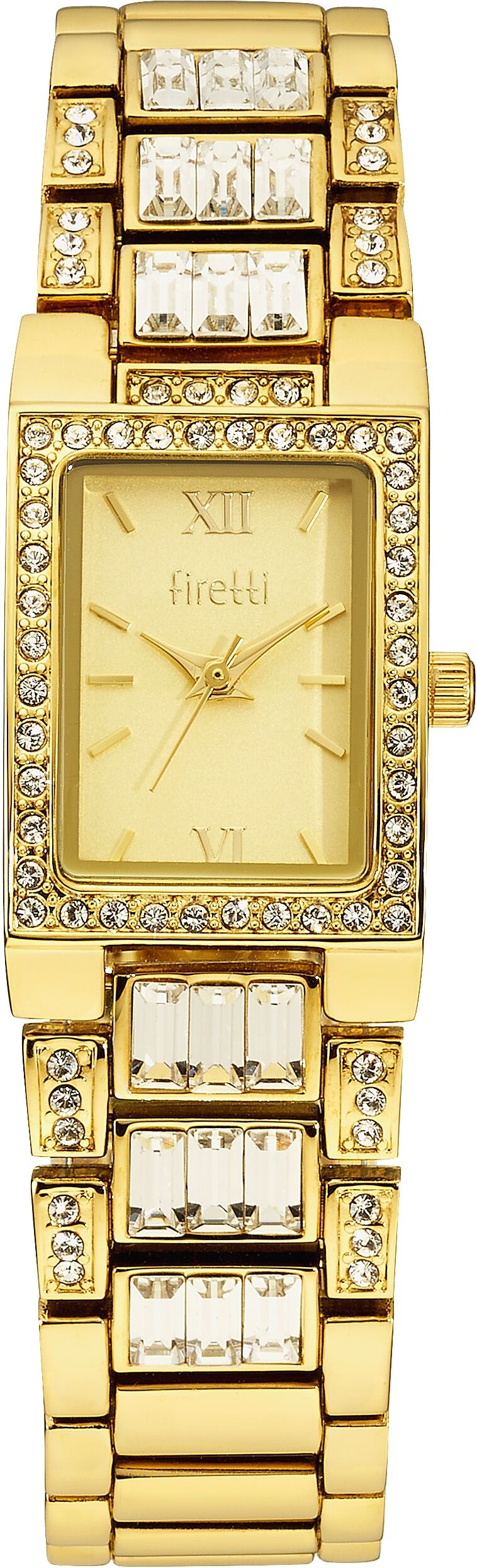 Quarzuhr FIRETTI "Baguette Sparkle", gold (goldfarben), Armbanduhren, Damen, Quarzuhr, Armbanduhr, Damenuhr, analog, Swarovski-Kristalle