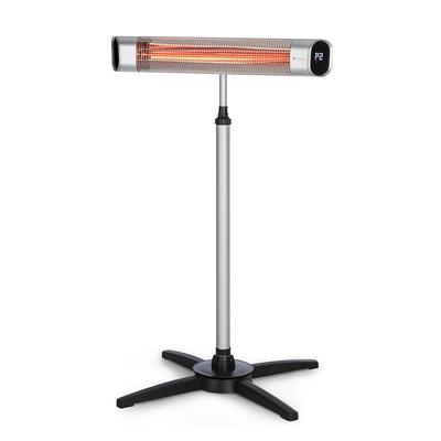 Blumfeldt Dark Wave Stand Infrarot-Heizstrahler 2000W Goldbeschichtete Carbonröhre IP65 Standfuß Silber