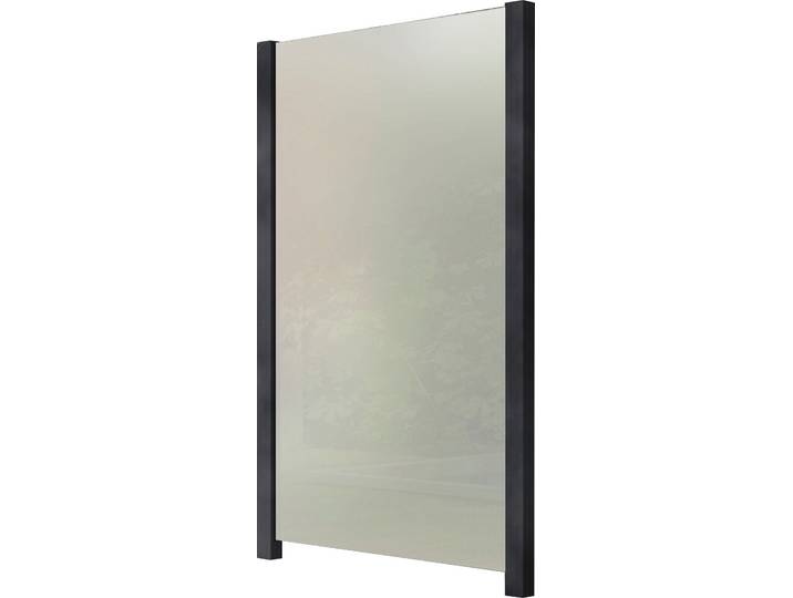 Zaun STAKET PRO, grau (anthrazit), Pfosten: 2 Stk., Aluminium, Glas, Zaunelemente, Zaun, Glaszaun, Gesamtlänge: 1,14 m, 2 Pfosten