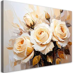 LEINWANDBILD Cremefarbene Rosen Blumen 100x70cm