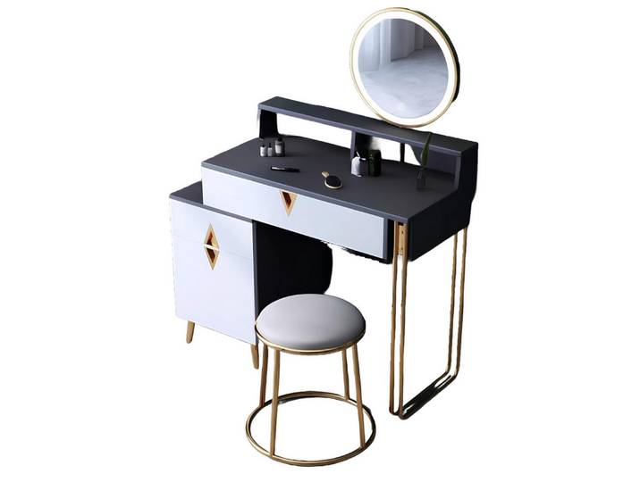 Xlmoebel Schminktisch Moderne Holz-Garnitur mit Spiegel und Hocker im Jugendstil (Schminktisch, 1-St., Schminktisch), Hergestellt in Europa