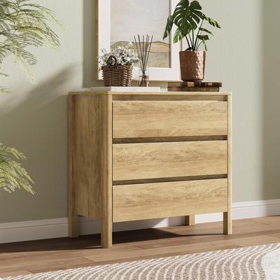 FURNIWAY Modern Wood Dresser with Hidden Handles, Tall Chest of Drawers for Bedroom and Living Room