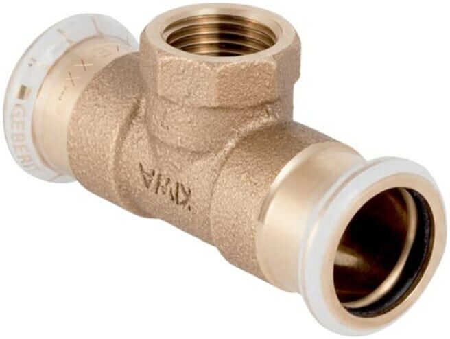 Geberit T-connexion Mapress d 18xRp 1/2, femelle filetée en laiton rouge, cuivre (61355)