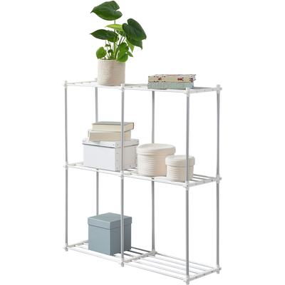 Ablageregal RUCO "Quattro", silber, weiß, B:86cm H:90cm T:27cm, Aluminium, Kunststoff, Regale, Aufbewahrungsregal, leicht montierbar, Made in Germany