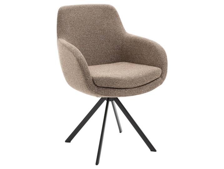 Armlehnstuhl, Braun, 62x86x66 cm, Metall & Textil, Beinauswahl, Musterring