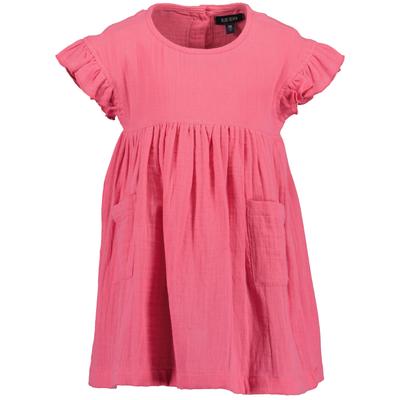 Sommerkleid BLUE SEVEN, Mädchen, Gr. 128, N-Gr, Kurzarm, Web, pink, Web, Obermaterial: 100% Baumwolle, unifarben, Basic knieumspielend, Rundhals, Flügelärmel, Kleider Sommerkleid