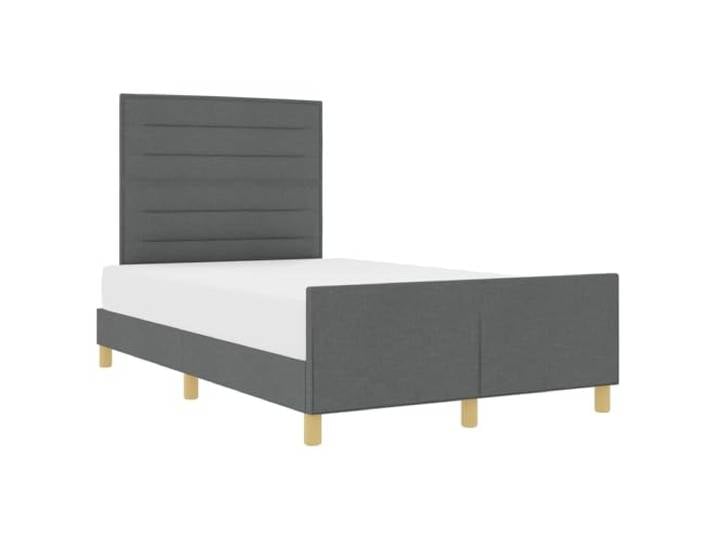 PUGYNBK Bettgestell Dunkelgrau, 140 x 190 cm, Stoff Minimalistisches Design, Schaumstofffüllung, inklusive Kopfteil und Fuß, einfache Montage