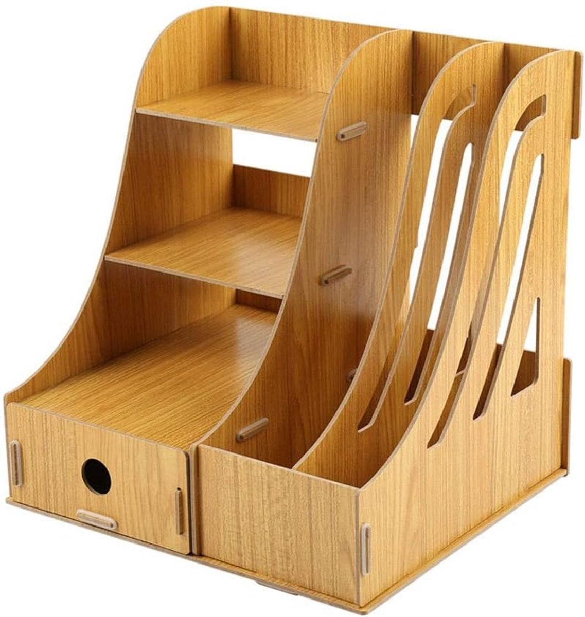 Houten Tijdschriftenhouder Bureau Organizer Multi Tier Natuurlijk Hout