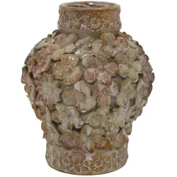 Chic Antique Vase Wüstenrose mit Dekor aus Steingut, H 19 cm x Ø 15,5 cm - Wüstenrose