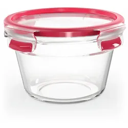 EMSA Clip & Close GLAS Frischhaltedose, Vorratsbehälter, Vorratsdose, Transparent / Rot, 0.9 L, N10404