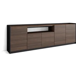 SIDEBOARD, Highboard, Dunkler Eiche und Schwarz, 260/37/80cm