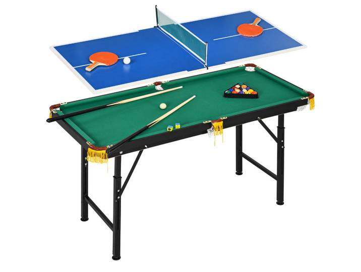 Sportnow Multigame Spieletisch Multifunktionstisch inkl. Tischtennis Billardtisch Grün, Blau, 63x140 cm, Freizeit & Co, Sport & Fitness