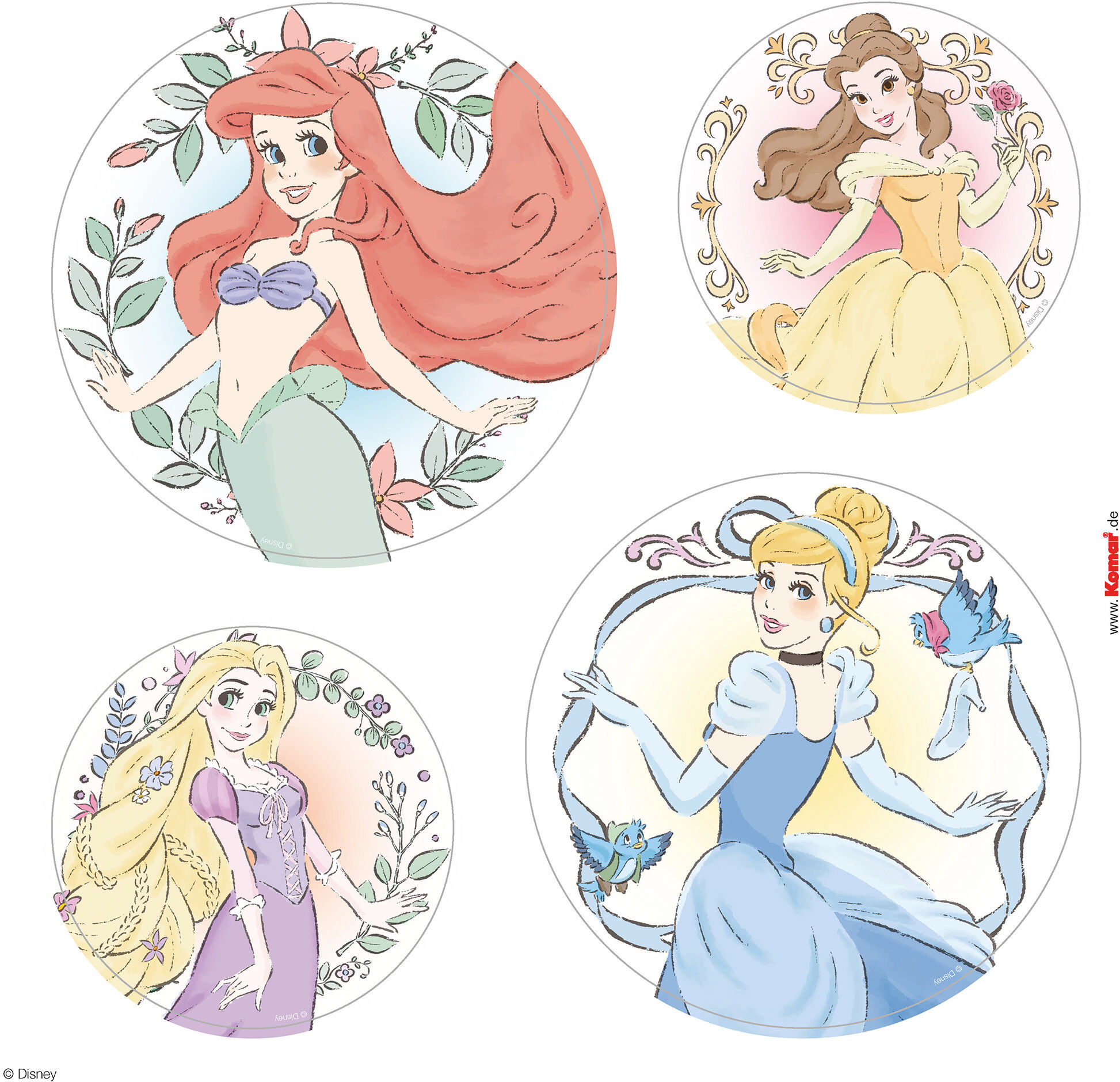 Fensterbild KOMAR "Fenstersticker - Princess Kindness - Grösse 30 x 30 cm", bunt (pastell), B:30cm H:30cm, Kunststoff, Fensterbilder, Fensterbild, 34 x 30 cm, 2 Bogen pastell B/L: 30cm x 30cm