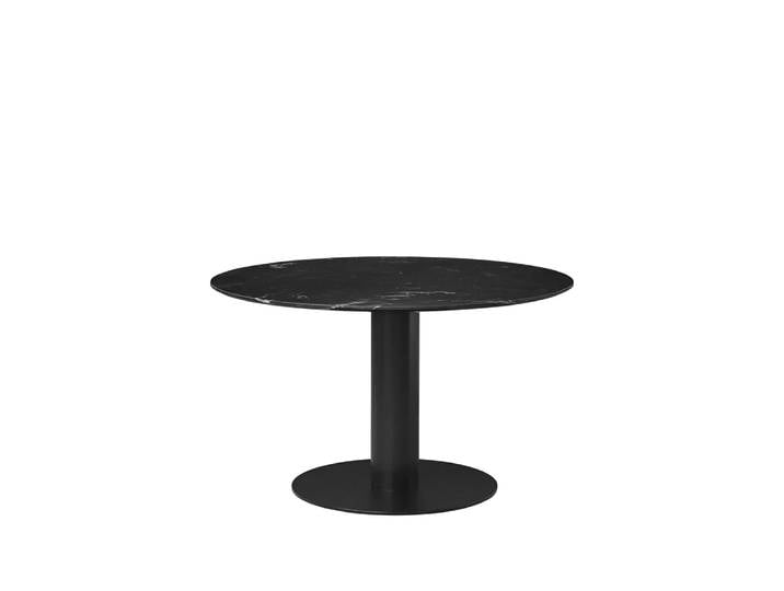 GUBI Table à manger Gubi 2.0 marble black, ø110, structure noire