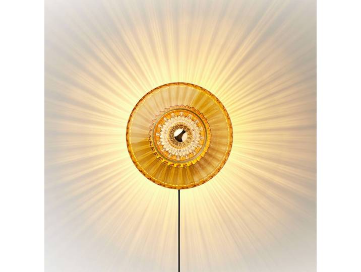 DESIGN BY US Designer Wandlampe New Wave Optic, creme / amber, für Wohn- / Esszimmer, Glas, Design, Wandleuchte, Wandlampe Innen