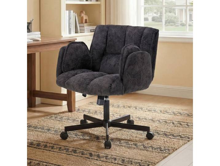 Chaise de bureau pivotante - Accoudoirs rabattables - Charge 150 kg - Réglable en hauteur - Coussin lombaire gonflable