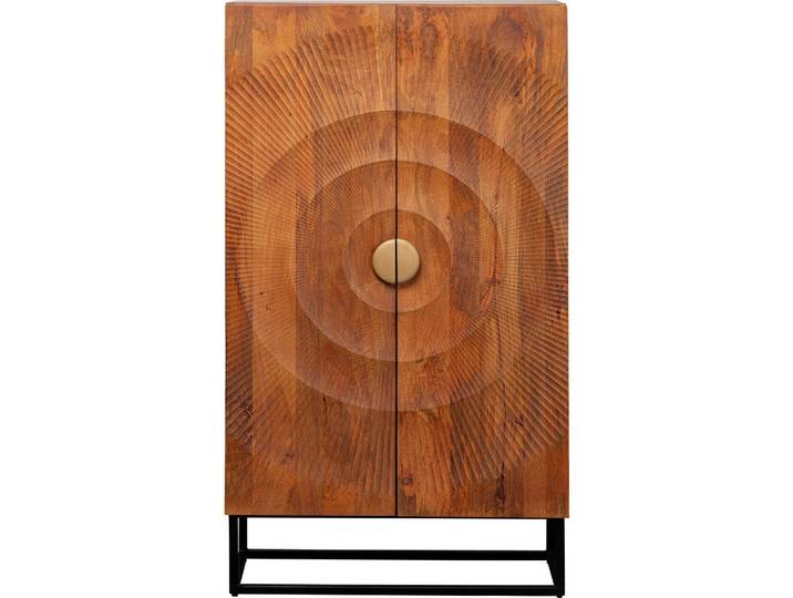 Kare-Design Highboard, Braun, Schwarz, Metall, Mangoholz, Recyclingholz,Mangoholz, furniert, massiv, 3 Fächer, 76x140x30 cm, Holzmöbel, Kleinmöbel Holz, Holzkommoden, Highboards Holz