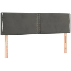 Décoshop26 - Kopfteil Schlafzimmer-Bettwäsche-Accessoire 2-teiliges Möbelstück 72 x 5 x 78/88 cm dunkelgrauer Samtstoff TDL0206364