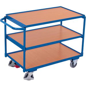 VARIOfit Tischwagen sw-800.661, aus Metall & Holz, mit 3 Etagen, Tragkraft 250kg, 1185 x 790mm