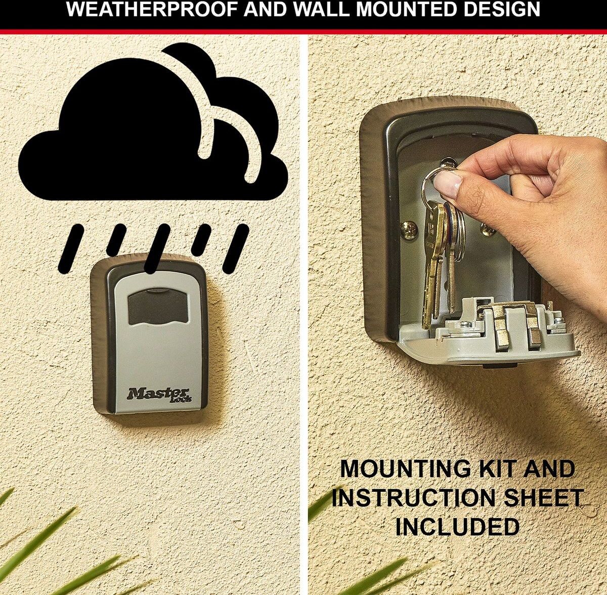 Master Lock 5401 Medium Wall Mounted Key Safe with Combination Lock